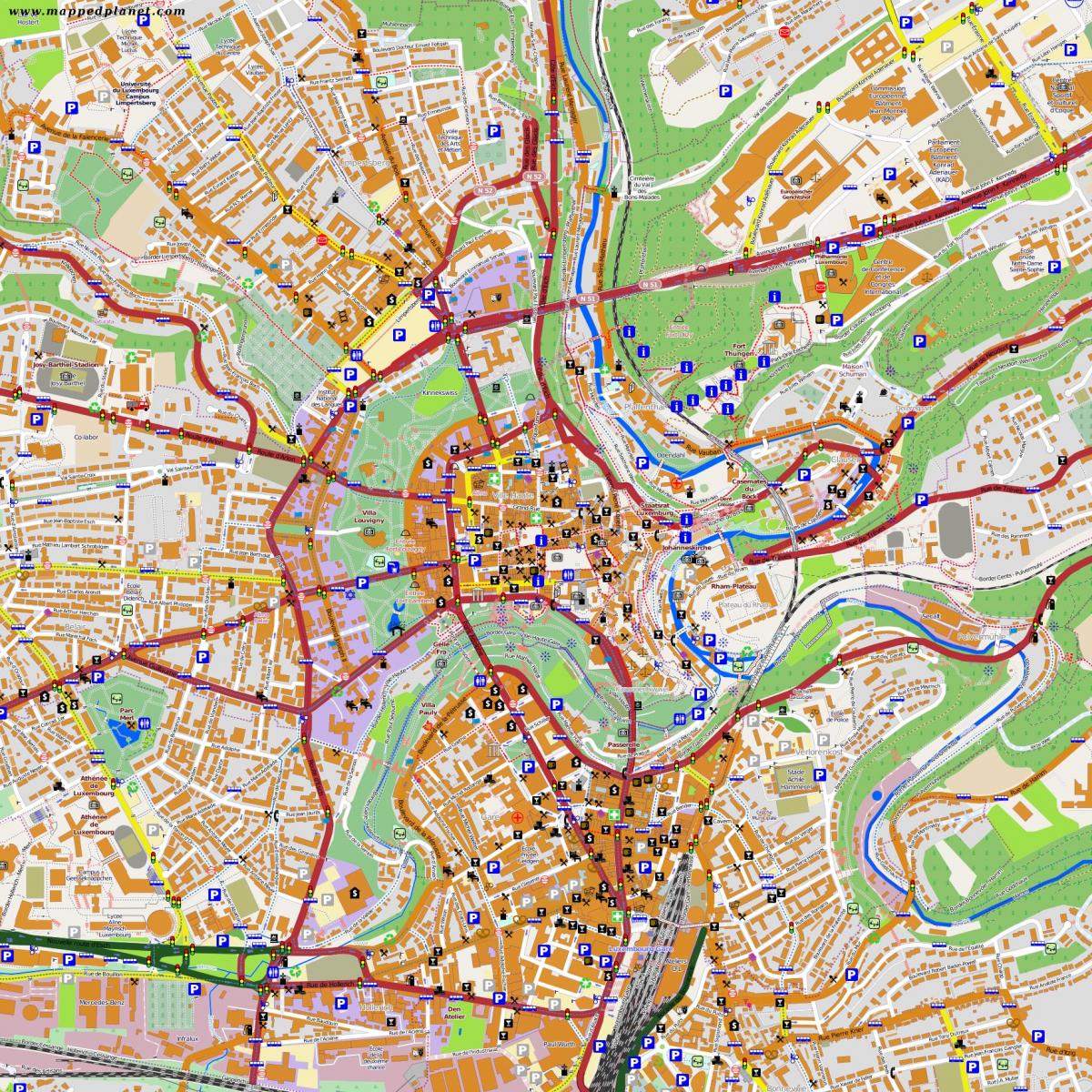 מפה של Luxembourg מרכז העיר