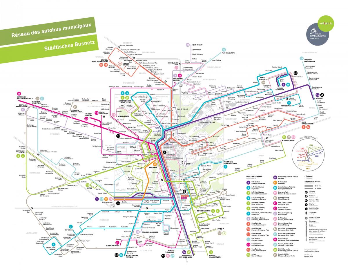 מפה של לוקסמבורג תחבורה ציבורית